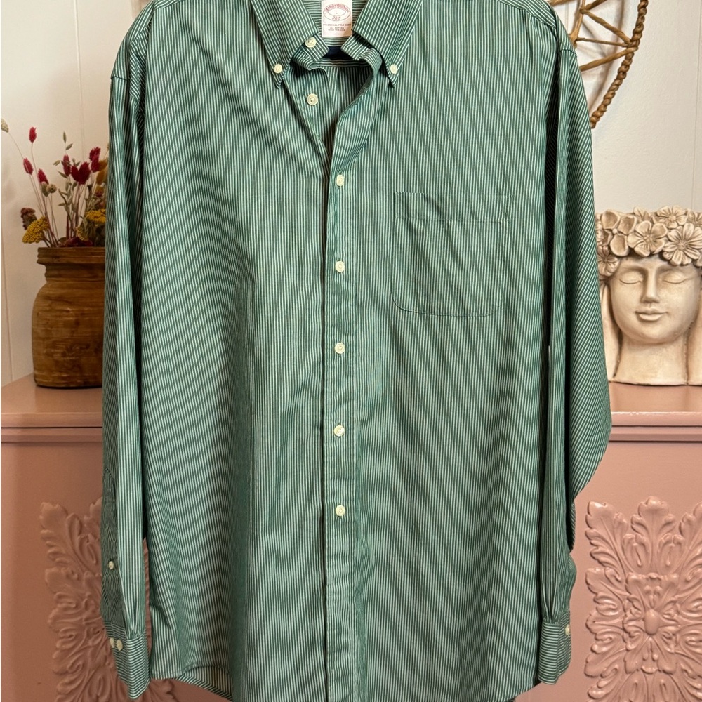 Men’s Brooks‎ Brothers Large Green Striped Men's Shirt